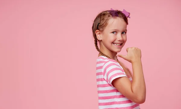 Portrait Surprised Cute Toddler Girl Child Star Shaped Sunglasses Pink — Stock Fotó