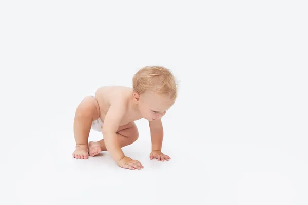 Cute Little Baby Diaper White Isolated Background — Fotografia de Stock