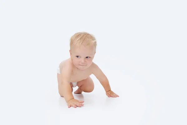 Cute Little Baby Diaper White Isolated Background — Stockfoto