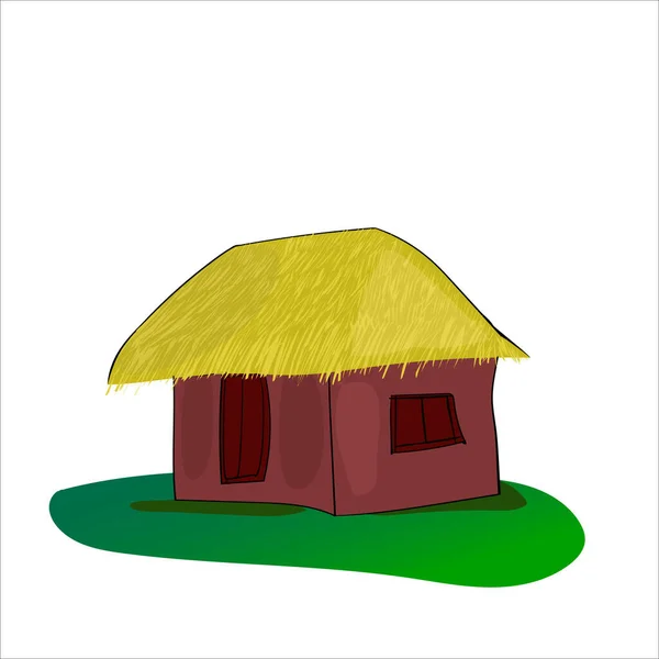 Villaggio Cartone Animato Vecchia Casa Cartone Animato Vettore Premium — Vettoriale Stock