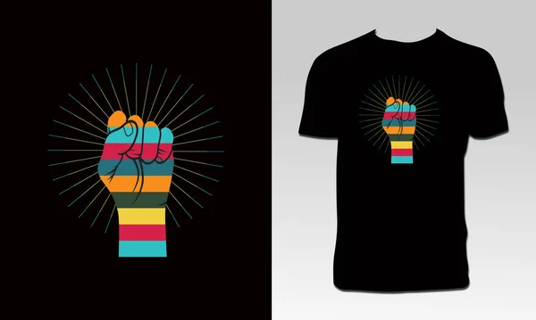 Illustration Colorée Main Shirt Design — Image vectorielle
