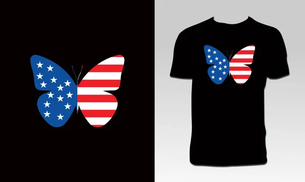 Mariposa Camiseta Diseño — Vector de stock