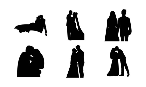 Mariage Couple Silhouette Collection — Image vectorielle