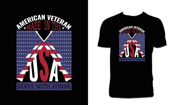 Camiseta Veterana Diseño Ilustración Vectorial — Vector de stock