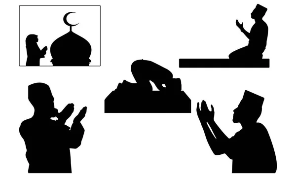Islamic Prayer Silhouette Design — Stock Vector