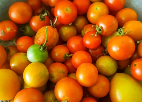 Delicious Red Tomatoes Summer Farm Market Tray Full Organic Vegetables — Stock Photo, Image