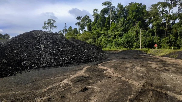 Berau Kalimantan Timur Indonésie Června 2022 Hromady Uhlí Dole Připraveném — Stock fotografie
