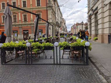 Ukrayna 'daki Lviv şehrinin sokak manzarası
