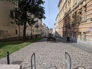 Lviv şehrinin sokak manzarası
