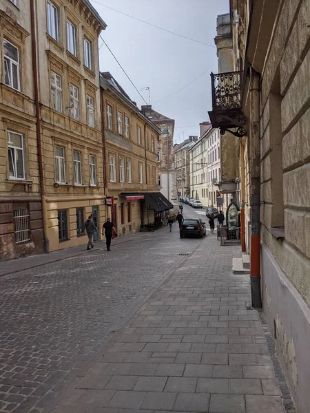 Vista Rua Cidade Lviv Ucraniano — Fotografia de Stock