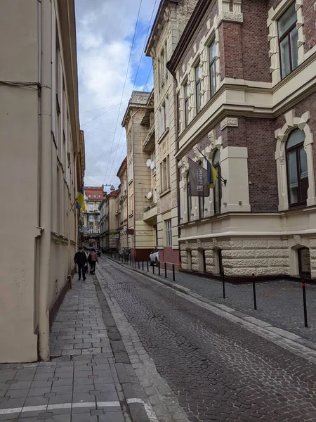 Vista Calle Ciudad Lviv Ucrania — Foto de Stock