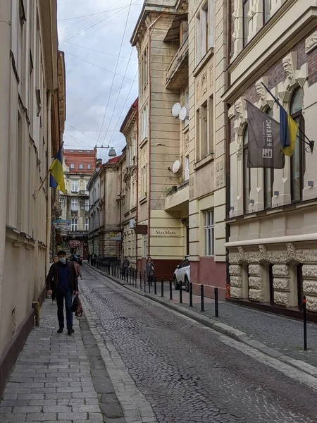 Vista Rua Cidade Lviv Ucraniano — Fotografia de Stock