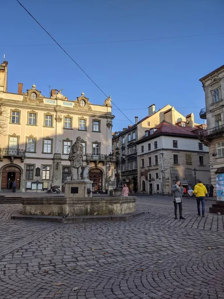 Straatbeeld Van Stad Lviv Ukraine — Stockfoto