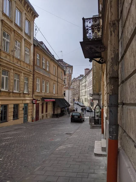 Widok Ulicę Miasta Lwów Ukrainie — Zdjęcie stockowe