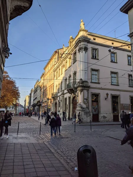 Vista Calle Ciudad Lviv — Foto de Stock