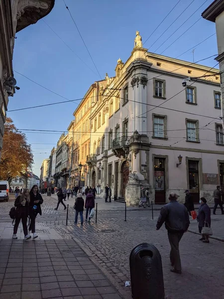 Vista Calle Ciudad Lviv — Foto de Stock