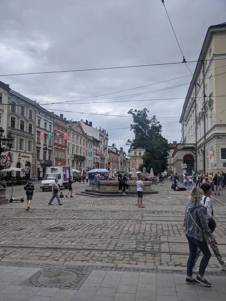 Вид Місто Львів Україні — стокове фото