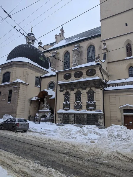 Kostel Městě Lvově Ukrajině — Stock fotografie