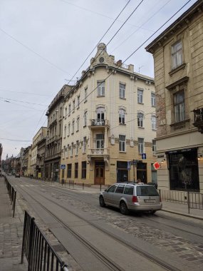 Ukrayna 'da Lviv' de eski bir sokak.