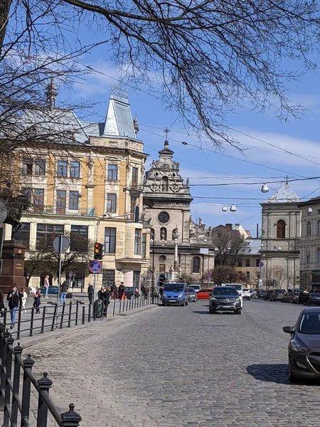 Widok Ulice Lwowa Ukrainie — Zdjęcie stockowe