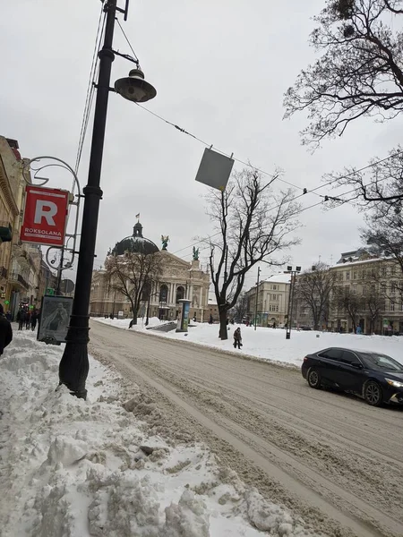 Ukrayna Nın Lviv Şehrinin Caddesi — Stok fotoğraf