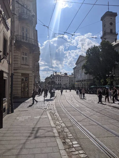 Vista Rua Cidade Lviv Ucraniano — Fotografia de Stock