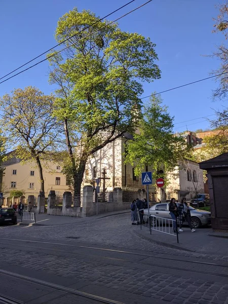 Άποψη Του Δρόμου Της Πόλης Της Lviv Στην Ουκρανία — Φωτογραφία Αρχείου