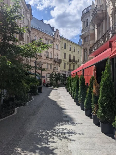 Vista Calle Ciudad Lviv Ucrania — Foto de Stock