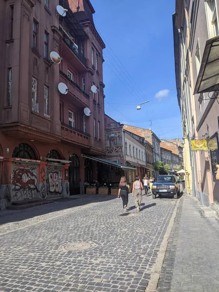 Straatbeeld Van Stad Lviv Ukraine — Stockfoto