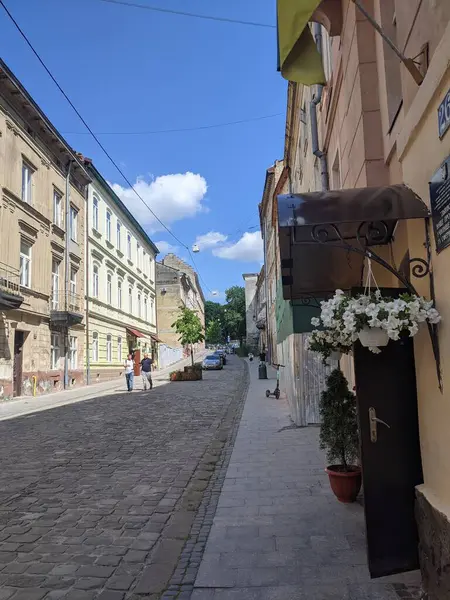 Vista Rua Cidade Cidade Lviv Ucrânia — Fotografia de Stock