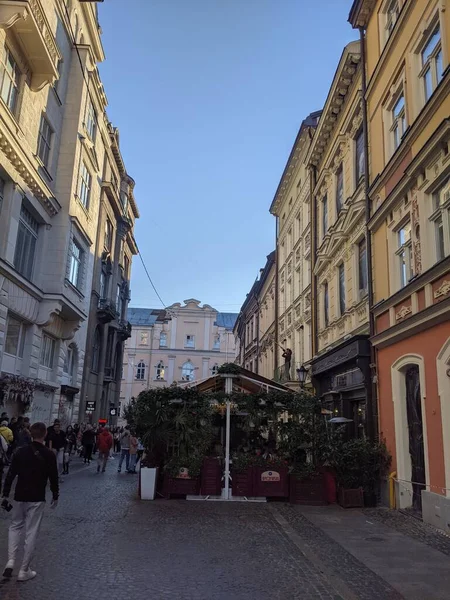 Vista Calle Ciudad Lviv Ucrania — Foto de Stock