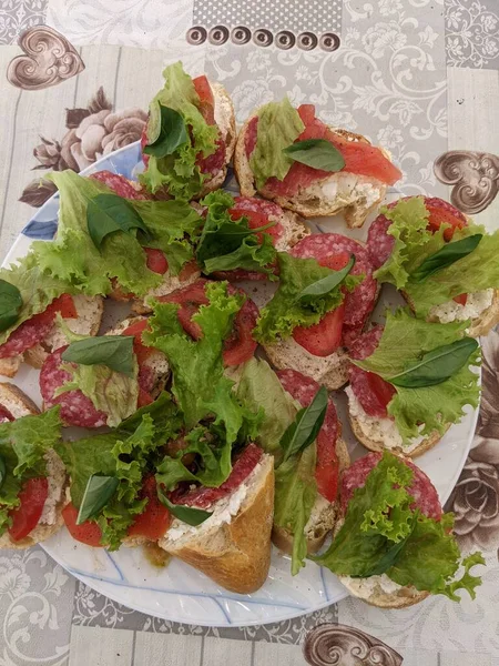 Salada Fresca Com Queijo Alface — Fotografia de Stock