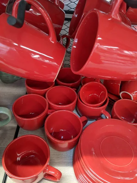 Rode Witte Cups Voor Achtergrond — Stockfoto