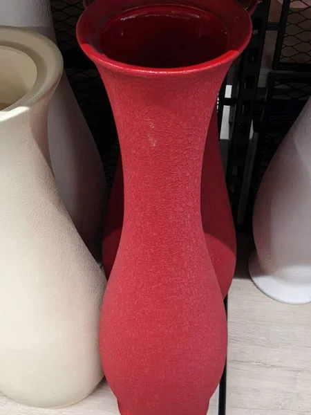 Closeup Shot Ceramic Vase Red Lid — Foto de Stock