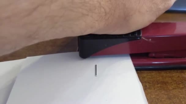 Stapler Binding Paper Documents Very Necessary Thing — Vídeo de Stock