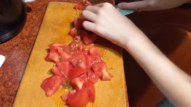 Slicing Tomato Knife — Vídeo de stock