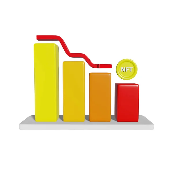 3D NFT Market Crash Chart Illustration