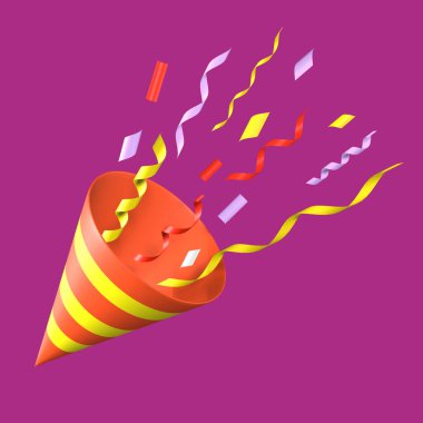 Şirin 3D Patlamış Konfeti Çizimi