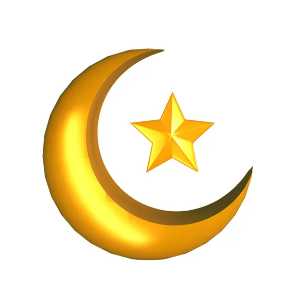 Crescent Illustration Shiny Gold Color — Stock Photo, Image