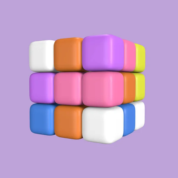 Милий Rubics Куб Ілюстрація Вид Збоку — стокове фото
