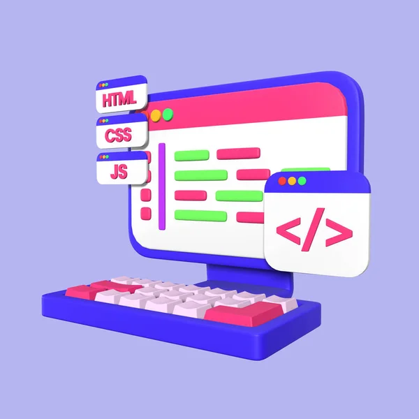 Programmer Illustration Side View — 스톡 사진