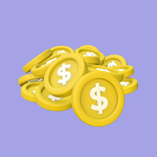 Stylized Pile of Coins 3D Illustration