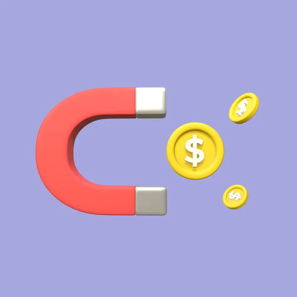 Stylized 3D Magnet Coin Illustration