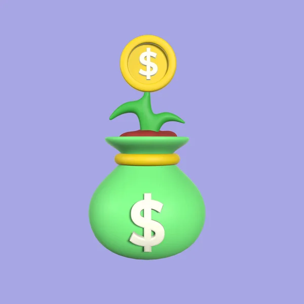 Stylized 3D Money Investment Illustration