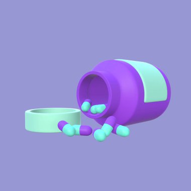 Stylized 3D Spilled Medicine Illustration