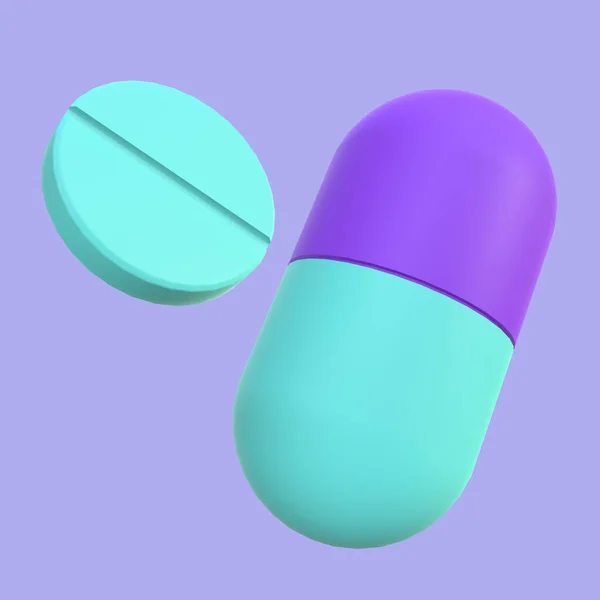 Floating Medicine Pills Illustration — ストック写真