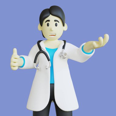 3D Doctor Illustration with Thumb Up Pose