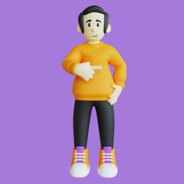 3D Character Pointing to Right Pose