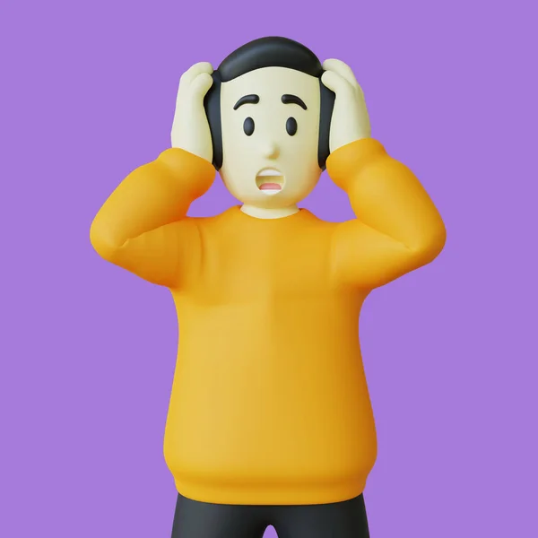 Stylized Character Shocked Panic Expression — Stockfoto