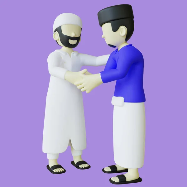 Stylized Illustration Muslim Men Handshake — Stock Photo, Image